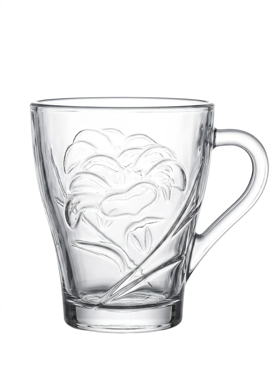 طقم مجات شاي وزجاج مزخرف من Lang Xu Glass (6 قطع)