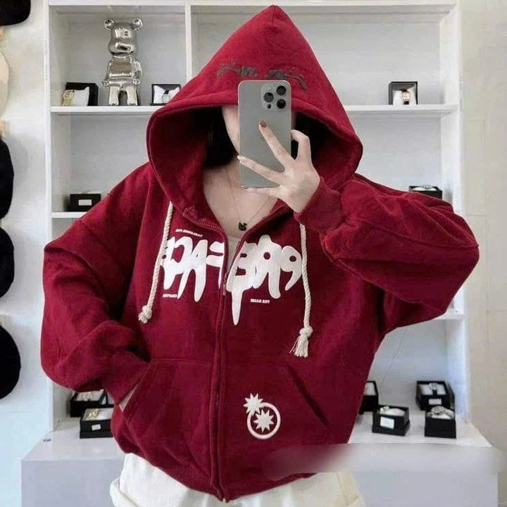 سويت شيرت بطانية ثقيل مطبوع بكابوتشو